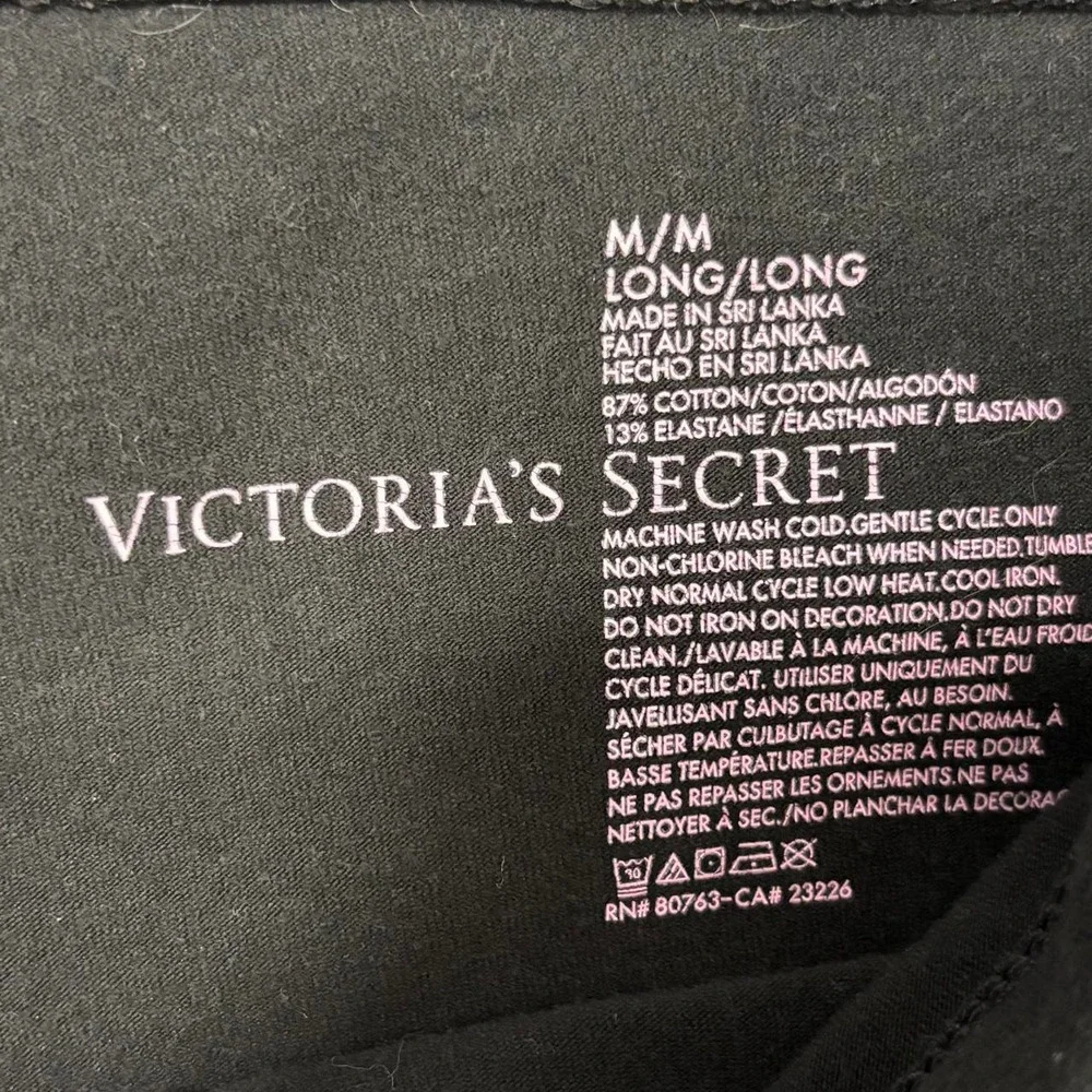 Victoria's Secret black pink angel wing fold over flare yoga pants size M Y2K